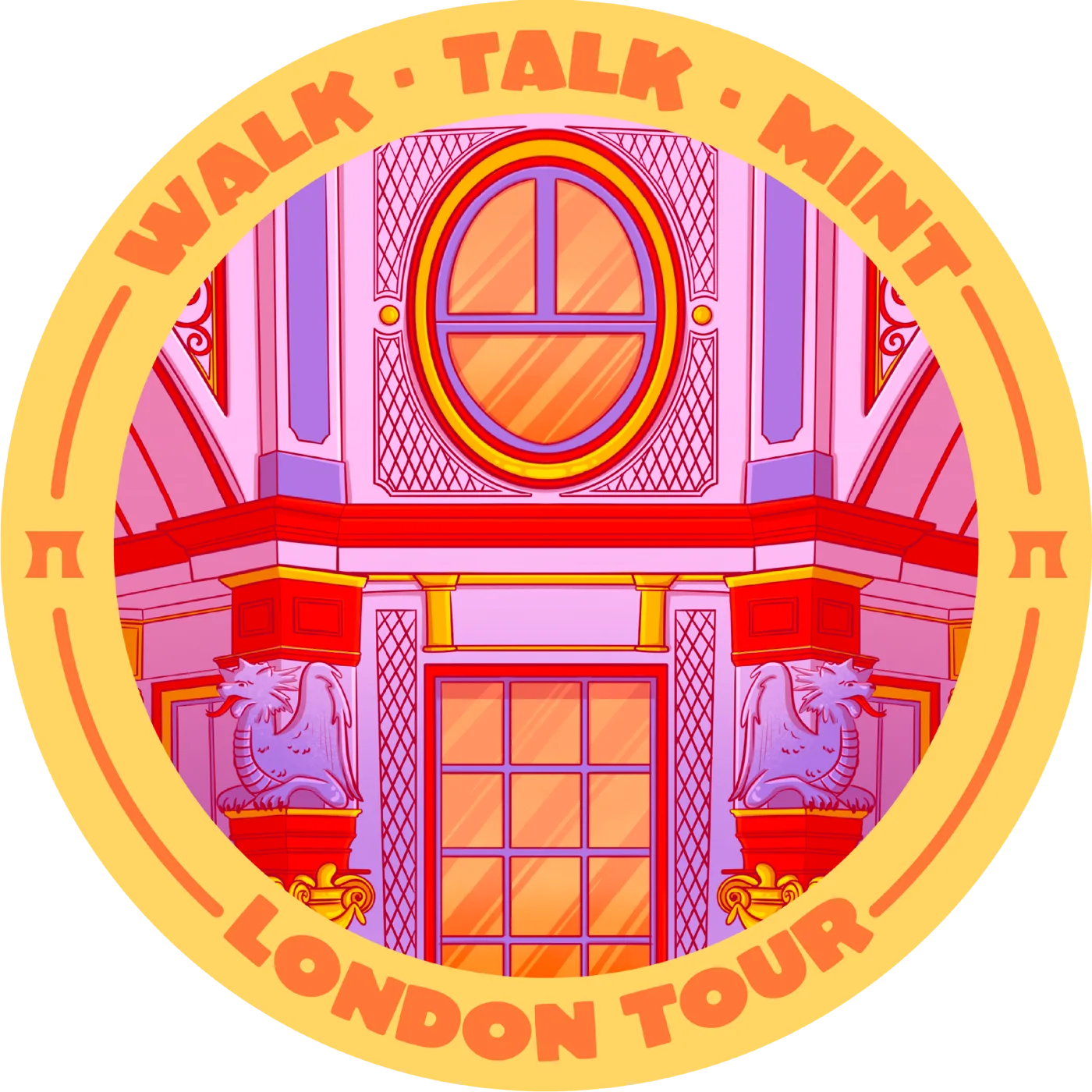 Walk Talk Mint London Tour badge, Leadenhall Market — illustration by Lizy Del Busto